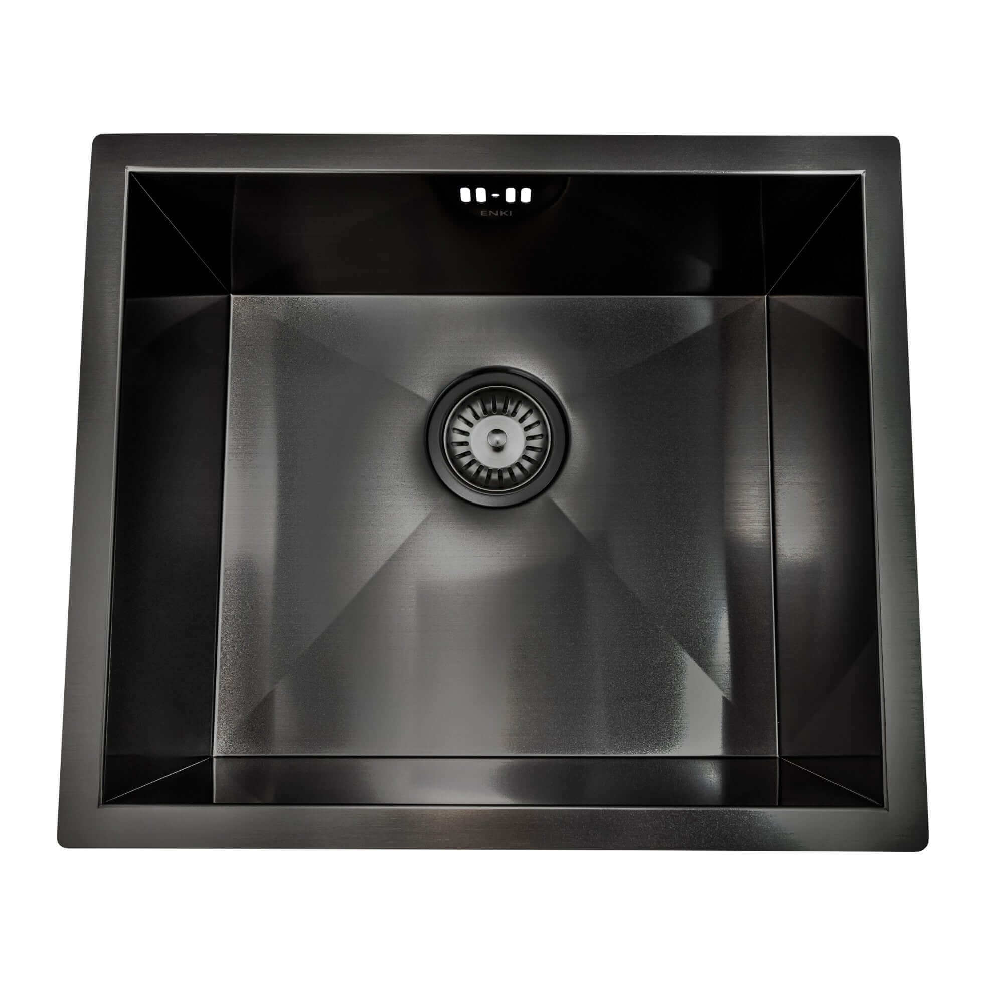 Buy Axia 500mm x 430mm 1.0 bowl undermount or topmount kitchen sink with overflow - gunmetal grey stainless steel Online UK | HOUSE OF ENKI